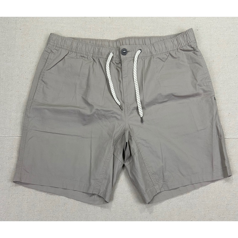 Vuori Ripstop Shorts Mens XXL Sesame Grey Cotton Elastic Waist Hiking V370 NWOTs